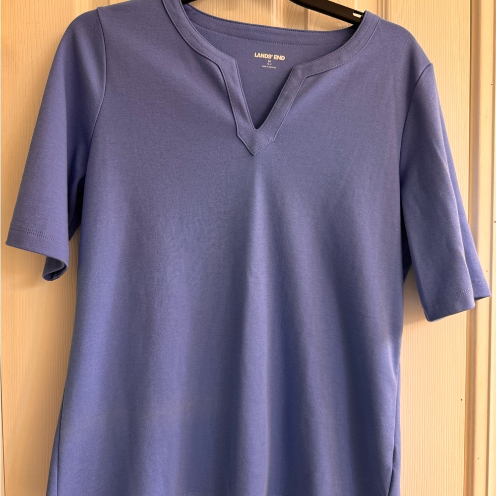 Lands' End Slate Blue Notch-Neck Tee